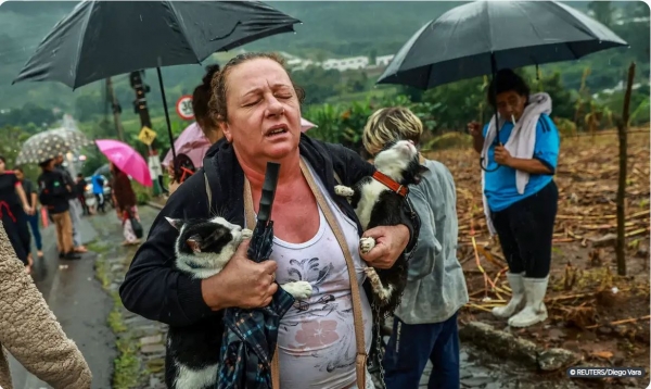 NÚMERO DE DESALOJADOS DOBRA EM 24 HORAS NO RIO GRANDE DO SUL