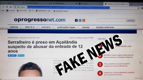AÇAILÂNDIA URGENTE – É falsa a informação de que um serralheiro da Vila Ildemar teria abusado da própria enteada.