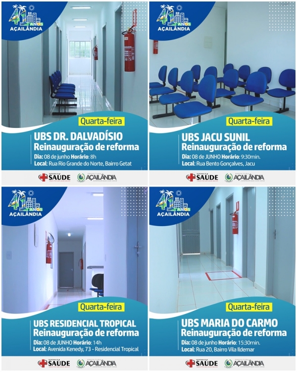 Nesta quarta-feira,  08 de junho, a Administração Municipal irá entregar a população a obra de Reforma e Revitalização das Unidades Básicas de Saúde: