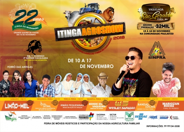 22 ANOS DE ITINGA (MA): GRANDE EXPECTATIVA PARA O ITINGAAGROSHOW NA PROGRAMAÇÃO DO ANIVERSÁRIO DA CIDADE.
