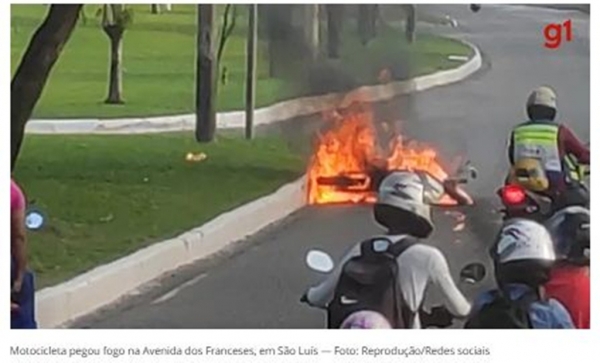 Homem tem o corpo queimado após motocicleta pegar fogo em São Luís