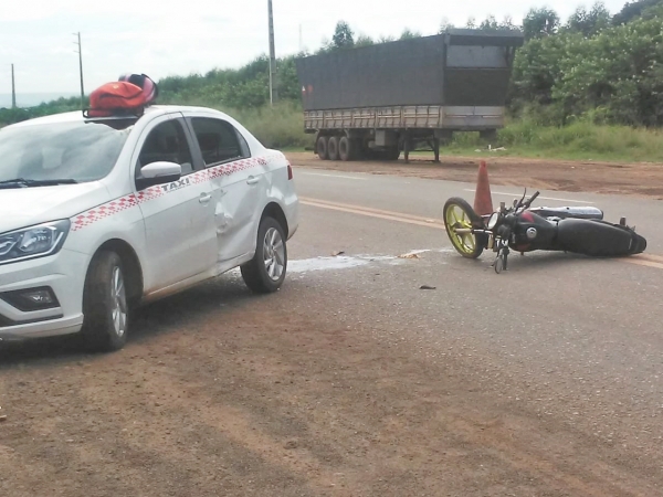 AÇAILÂNDIA- Colisão entre Moto e Carro termina com um jovem machucado na BR 222 