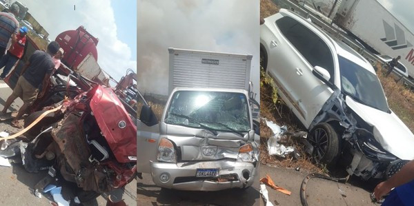 TRÂNSITO É LIBERADO NA BR-135, APÓS ENGAVETAMENTO COM 14 VEÍCULOS NO MARANHÃO