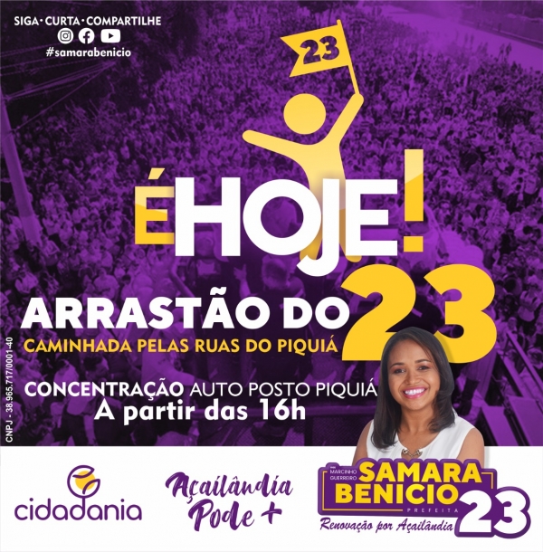 Eleições 2020 – Candidata a Prefeita de Açailândia Samara Benício 23, realiza grande caminha hoje no Distrito do Pequia.