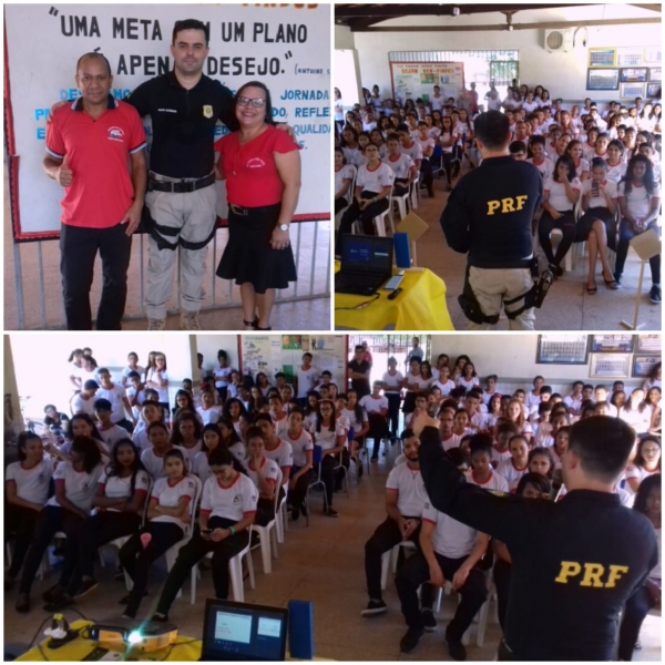 PRF realiza palestra sobre segurança no trânsito para 160 alunos da Escola Estadual Vicente Yanez Pinzon, em Governador Edison Lobão/MA