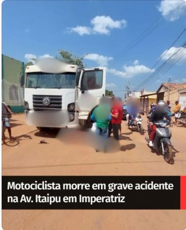 MOTOCICLISTA MORRE EM GRAVE ACIDENTE NA AVENIDA ITAIPU EM IMPERATRIZ