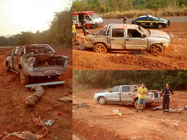 Motorista perde o controle e capota pick-up na BR 222 próximo ao   Córrego Novo em Açailândia. 