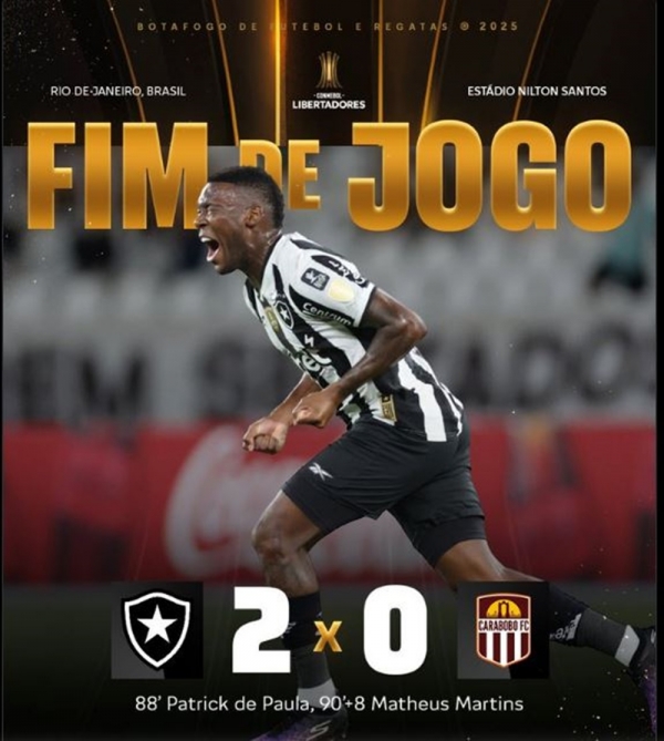 BOTAFOGO VENCE PRIMEIRA NA COPA LIBERTADORES