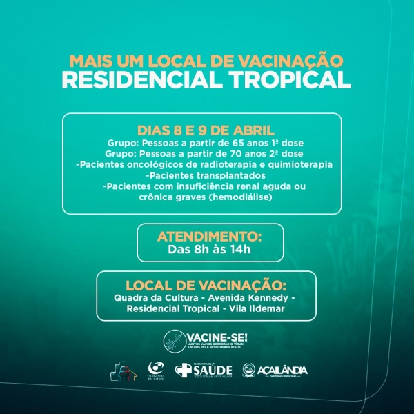 CONVOCAÇÃO GRUPO PRIORITÁRIO IDOSOS A PARTIR DE 65 ANOS, PACIENTES DE HEMODIÁLISE,  ONCOLÓGICOS E TRANSPLANTADOS ⠀