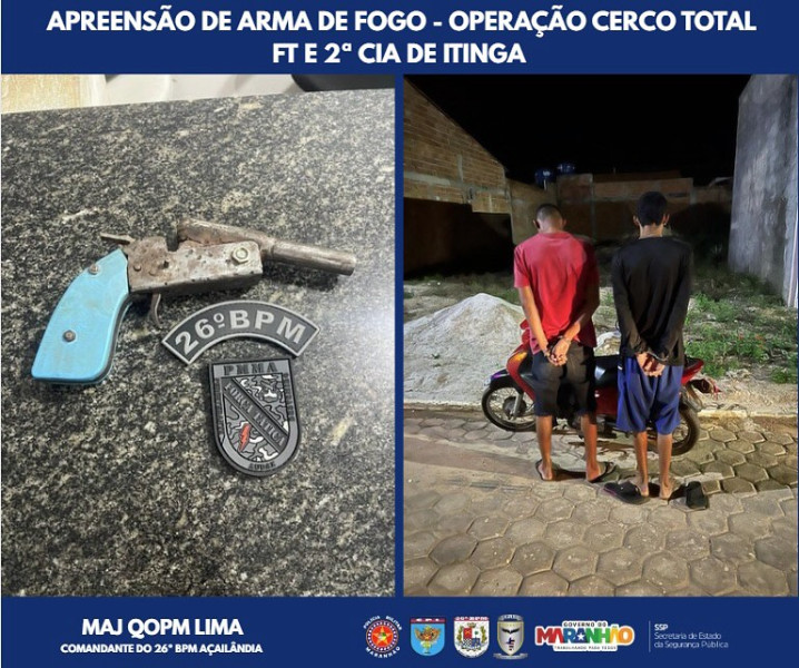 POLÍCIA MILITAR APREENDE ARMA DE FOGO EM OPERAÇÃO CERCO TOTAL, EM ITINGA DO MARANHÃO