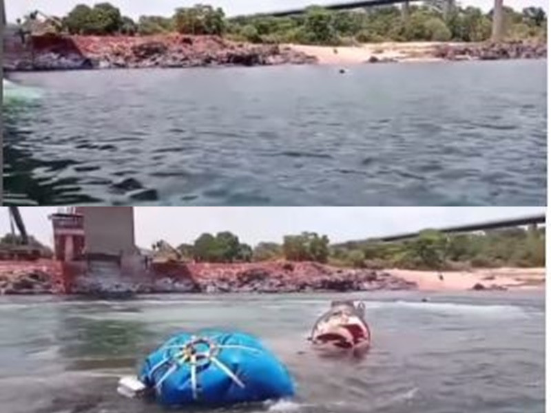 MAIS UM VEÍCULO QUE CAIU NO DESABAMENTO DA PONTE ENTRE MA E TO É RETIRADO DO RIO TOCANTINS