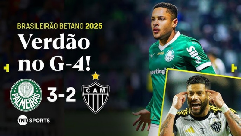 HULK FAZ DOIS, MAS PALMEIRAS VOLTA A VENCER NO BRASILEIRÃO E ENTRA NO G-4